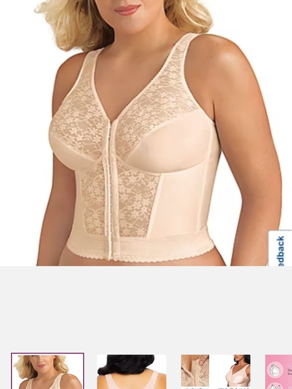 Exquisite Form Fully Print Close Longline Lace Support Bra - Cream 40C